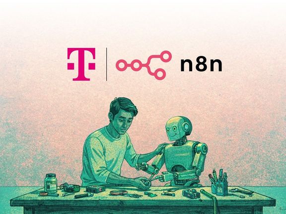 illustrative Grafik zur Partnerschaft der Telekom mit n8n