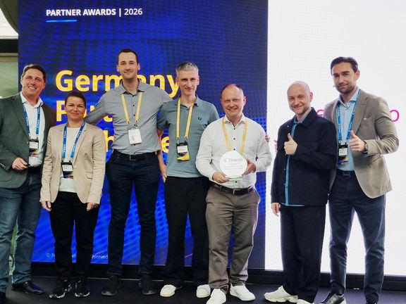 Verleihung der Partner Awards 2026 Kollegen der Telekom MMS bei der Verleihung der Partner Awards 2026 mit dem Tricentis Partner Award