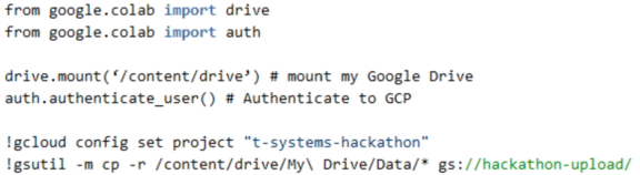 s Code Beispiel, das Daten von Google Drive in ein Cloud Bucket überträgt