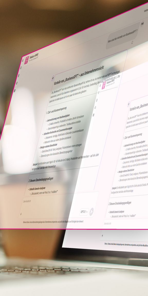 illustrative Grafik: Bildschirm mit Business GPT Oberfläche