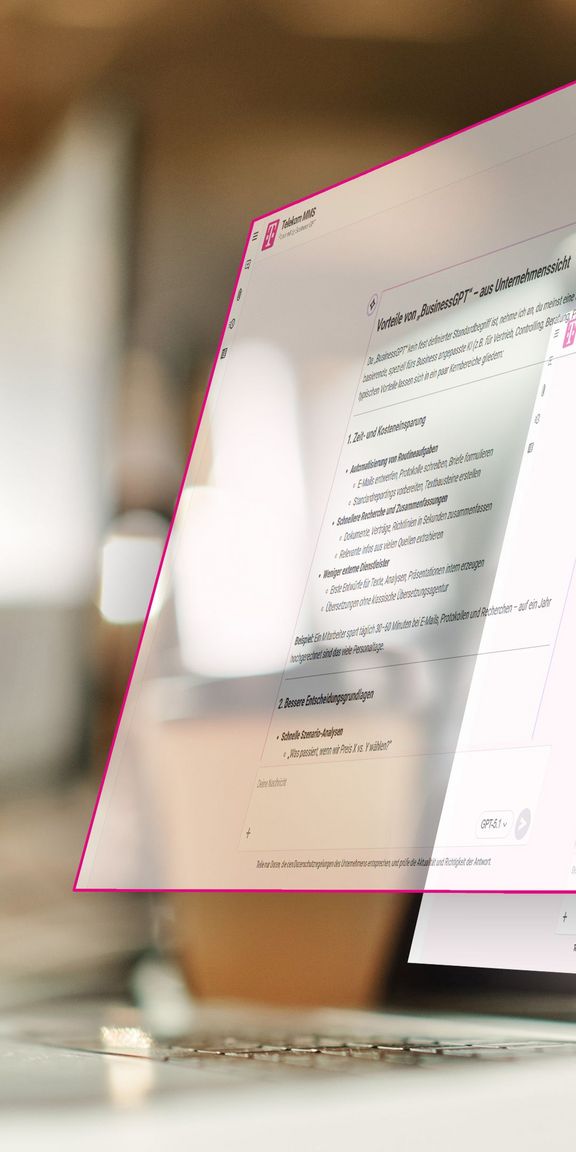 illustrative Grafik: Bildschirm mit Business GPT Oberfläche
