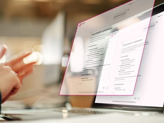 illustrative Grafik: Bildschirm mit Business GPT Oberfläche