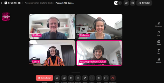Steffen Wenzel, Stefanie Liße und Dr. Laura Dreessen während der Podcast Aufnahme