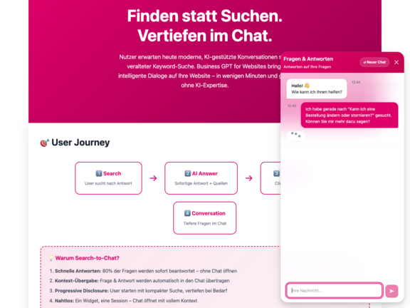 Screenshot der Chat-Funktion in Business GPT for Websites