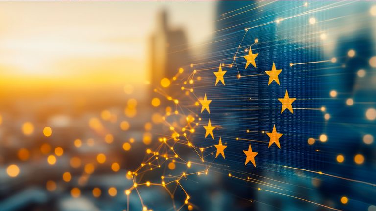 Illustrative Grafik: Dargestellt ist die stilisierte Flagge der EU