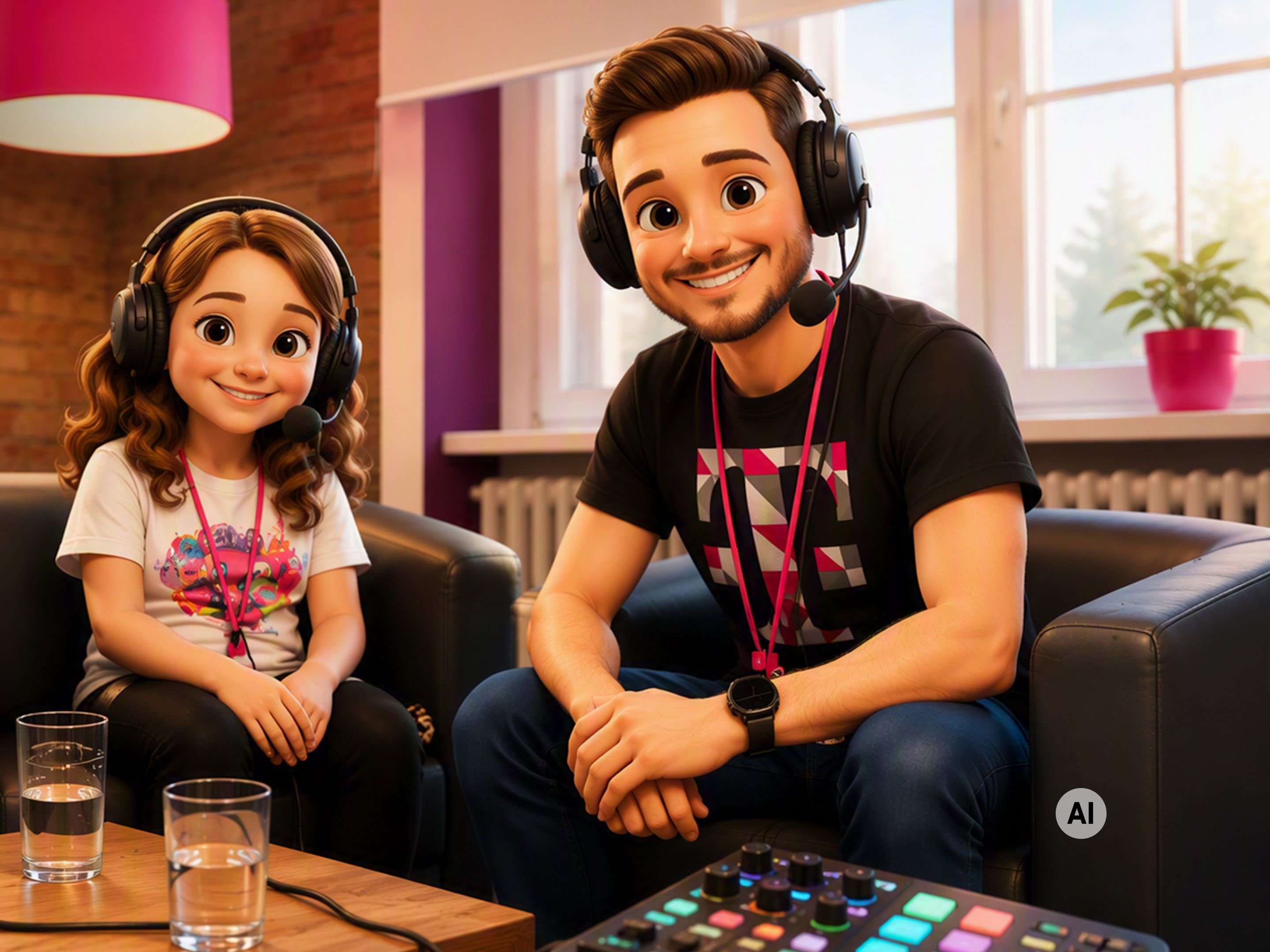 Hanna mit Tino Mager bei der Podcastaufnahme 
