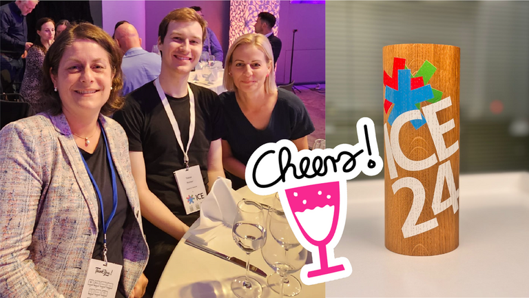 Kathrin Horn, Tobias Richter und Livia Czernohorsky bei der Preisverleihung des ICE Award