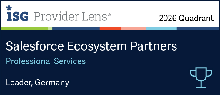 Badge iSG Provider Lens: Salesforce Ecosystem Partners - Professional Servides (Leader Germany)
